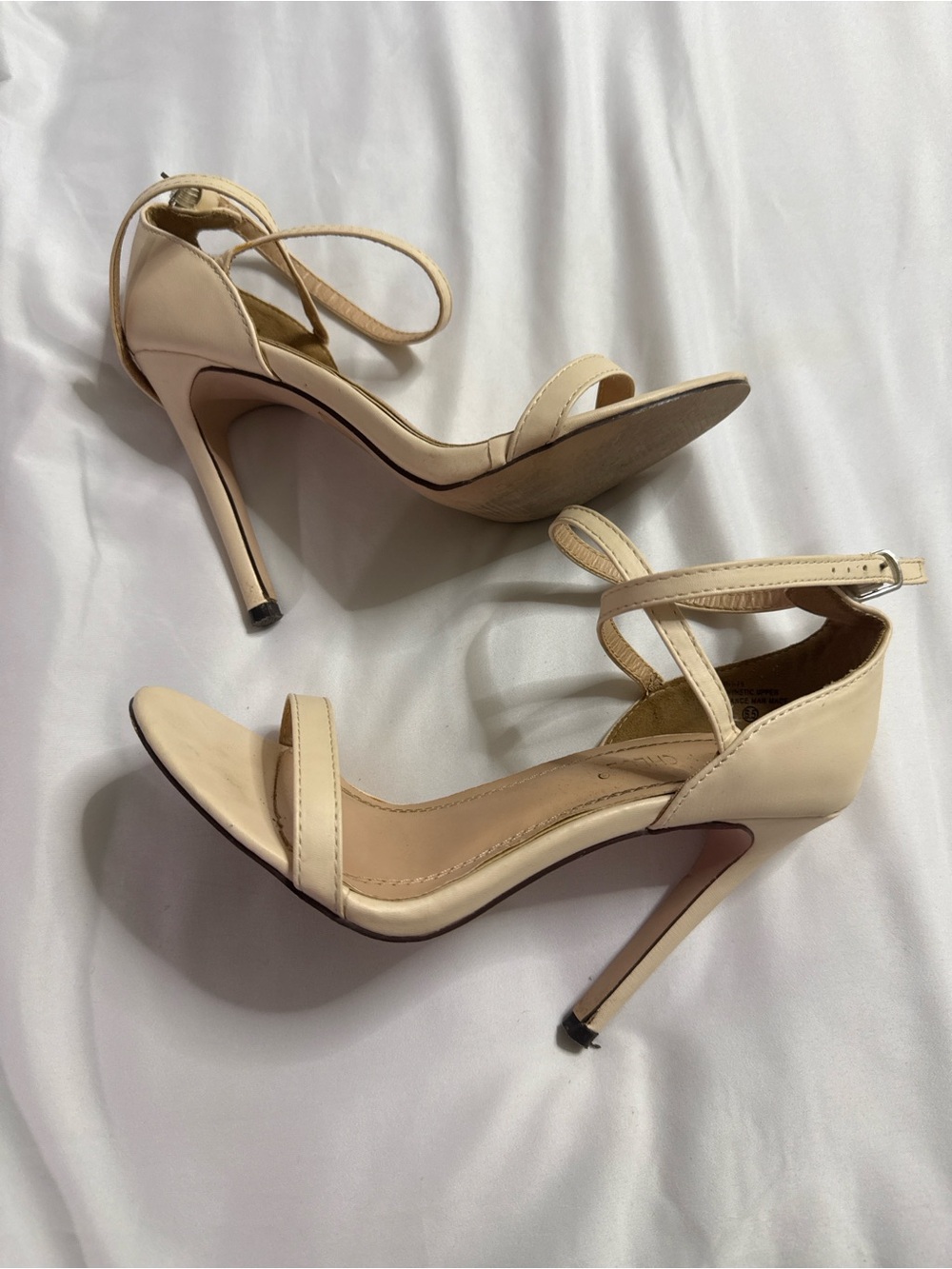 Chase + Chloe Beige Strappy Stiletto Sandals